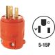 012-515PV-0OR 15A ORANGE GRD CORD PLUG