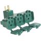 Green 15A 3-Outlet Wall Hugger Tap