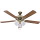 Ceiling Fan with Light Kit Polished Brass Sherwood 52In