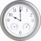 14in Metal Pewter Finish Clock W/Hygro and Therm
